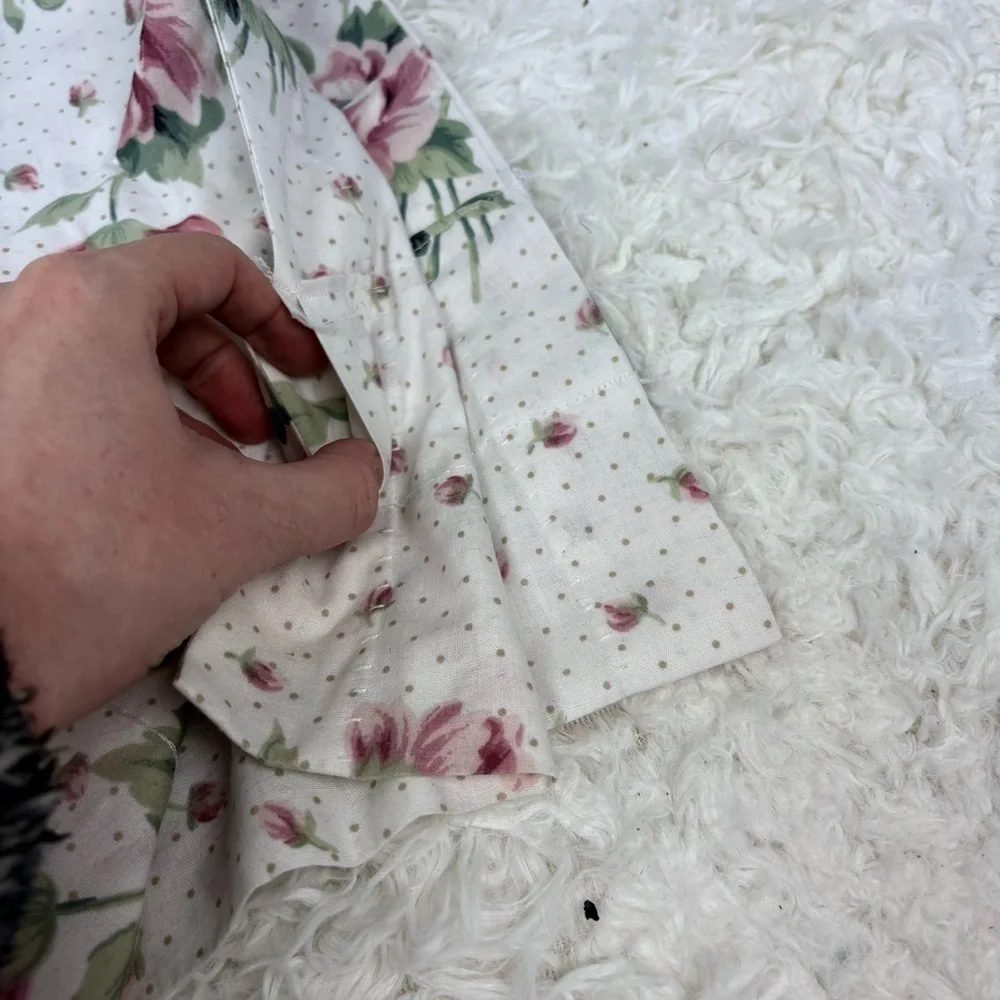 SPRINGS cottage core Floral Print Fabric with Pink Roses one panel curtain